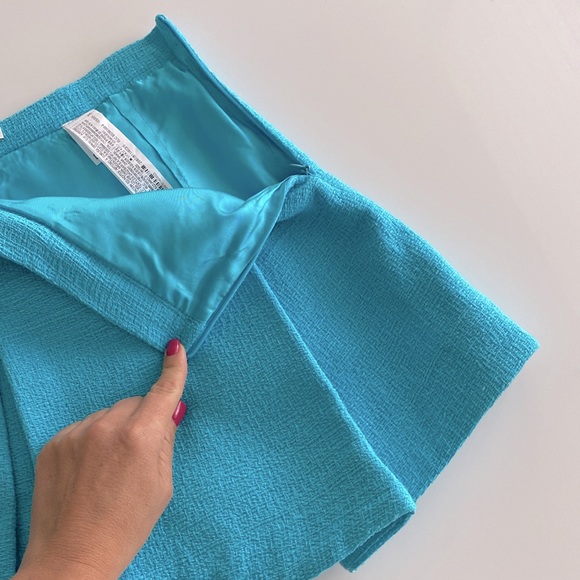 ZARA Tweed Pleated Mini Skirt Sky Blue New - Picture 12 of 12